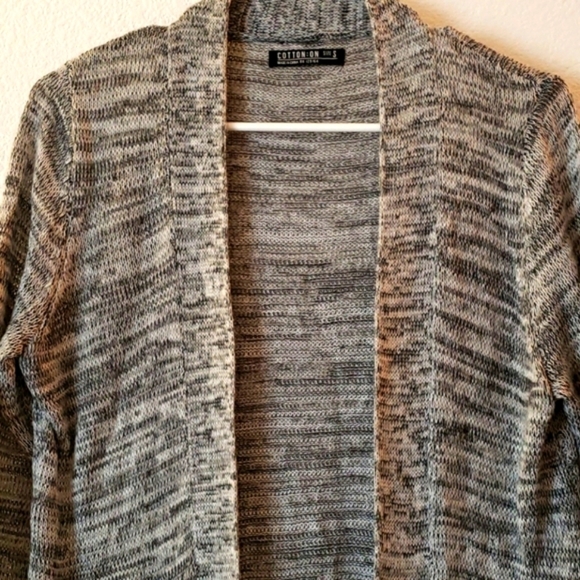 Cotton On Black/White Space-dyed Long Open Front Duster Cardigan Size S - Picture 3 of 6
